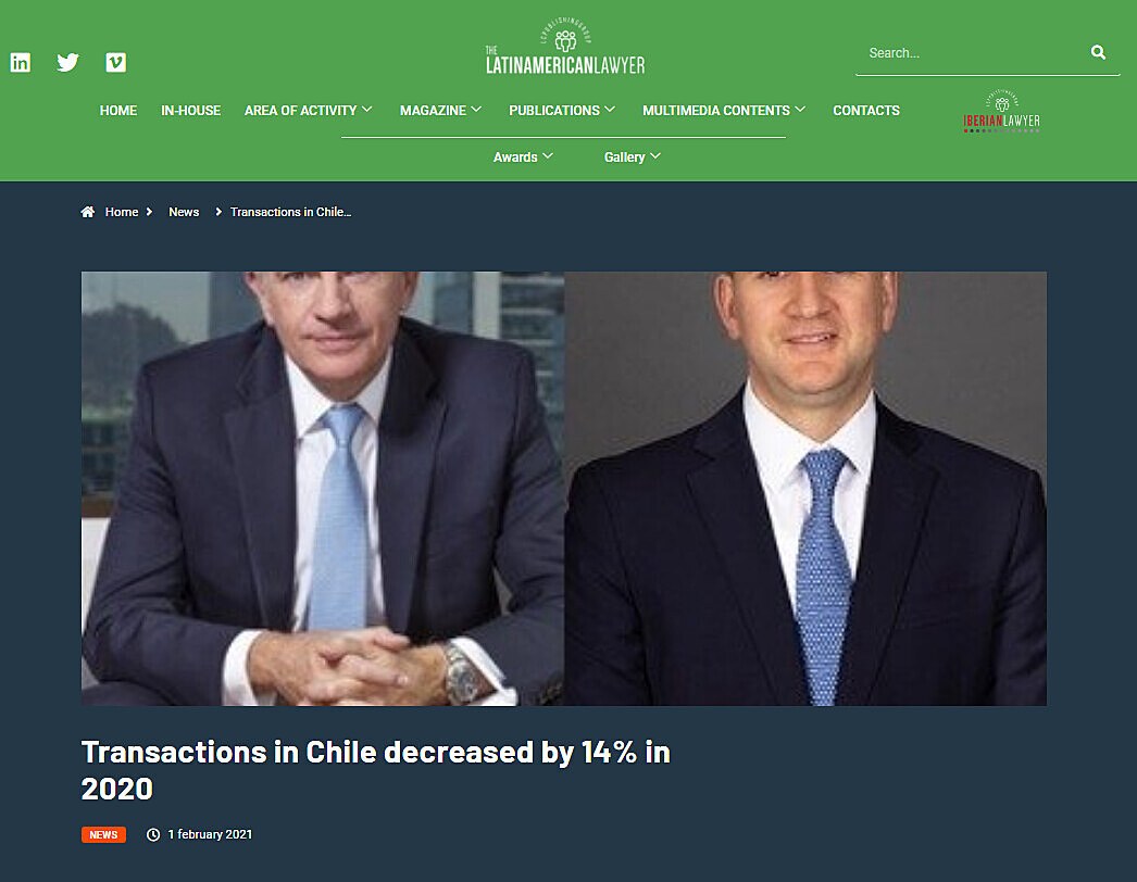 Transactions in Chile decreased by 14% in 2020